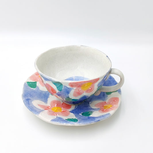 Icchin Tea Cup and Saucer - Blue