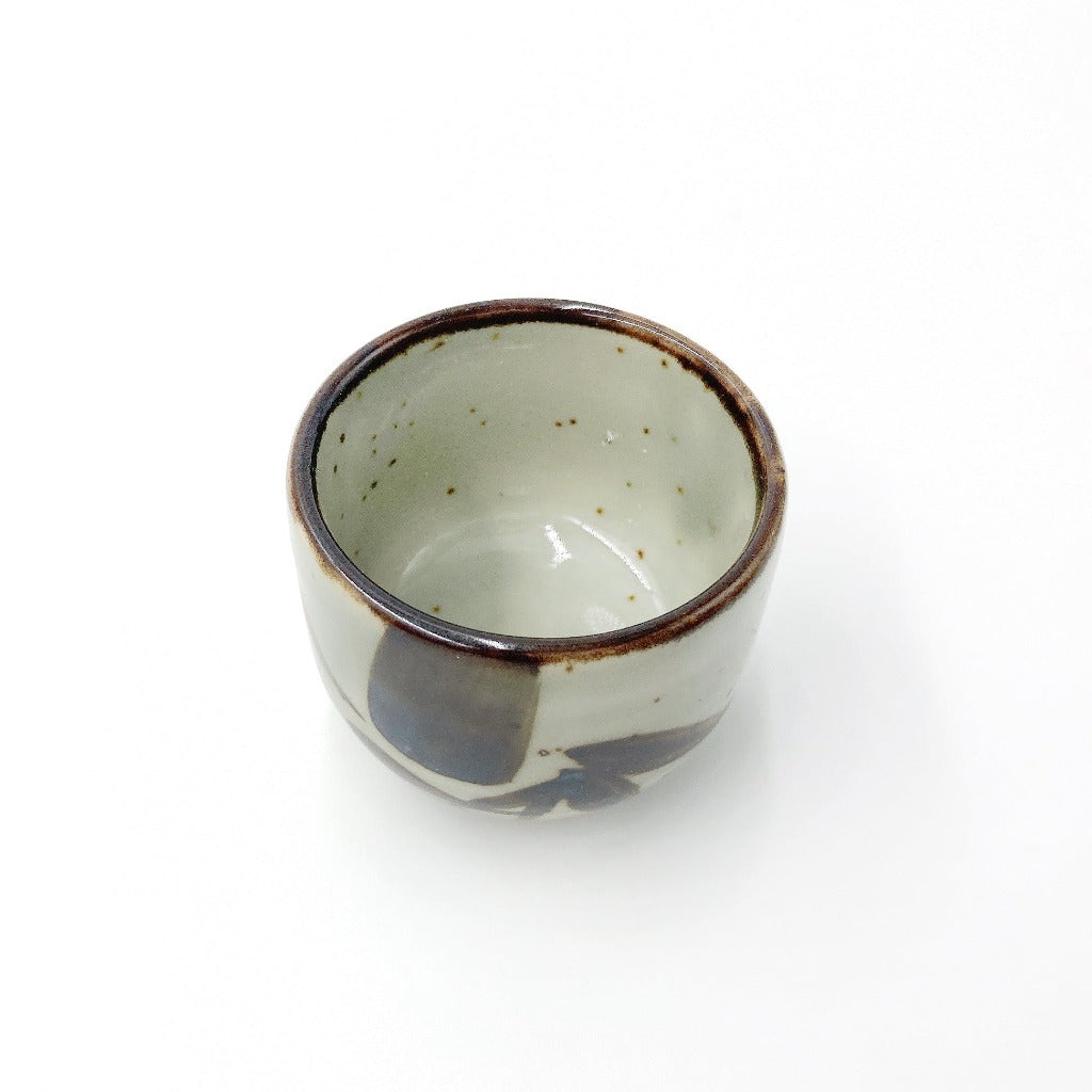 Top down view of Mashikotake Sake Set ceramic sake cup showing bamboo motif