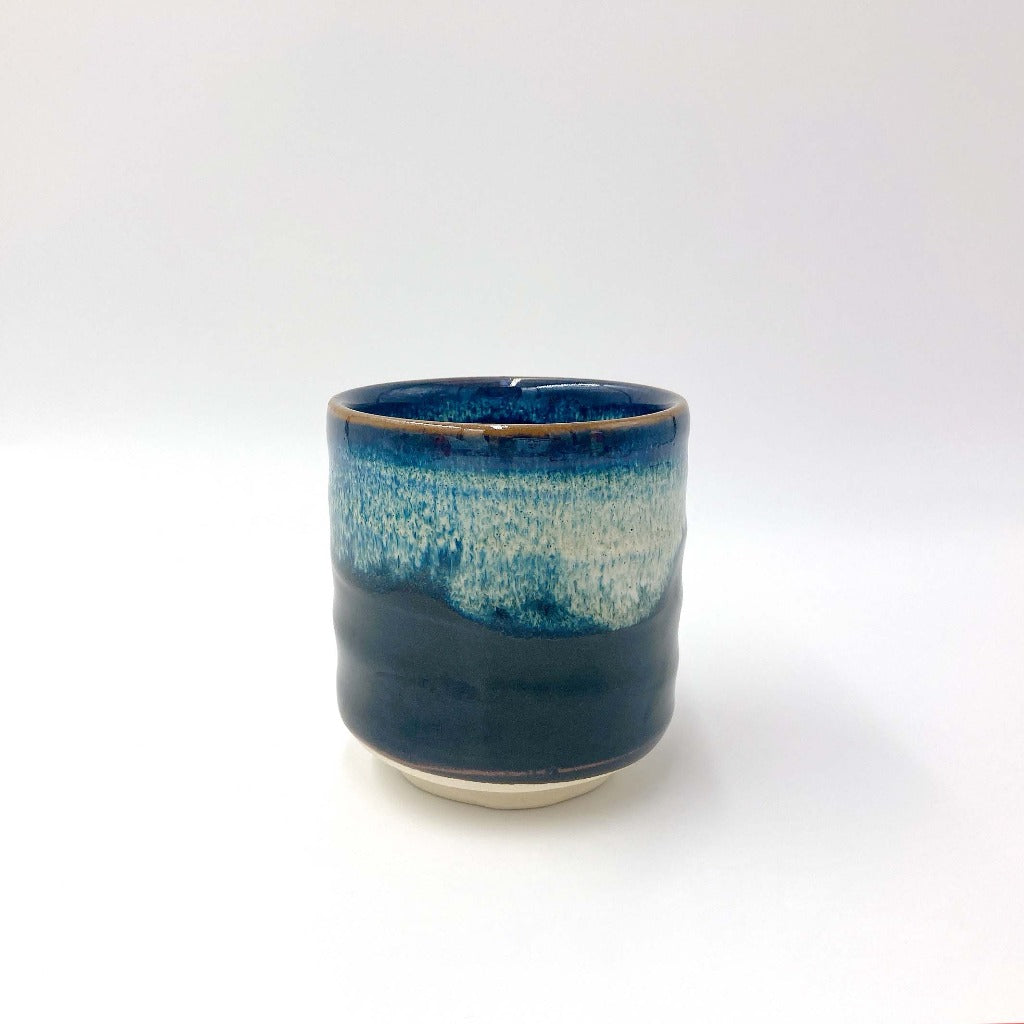 side view of Sushi Yunomi blue ceramic mug