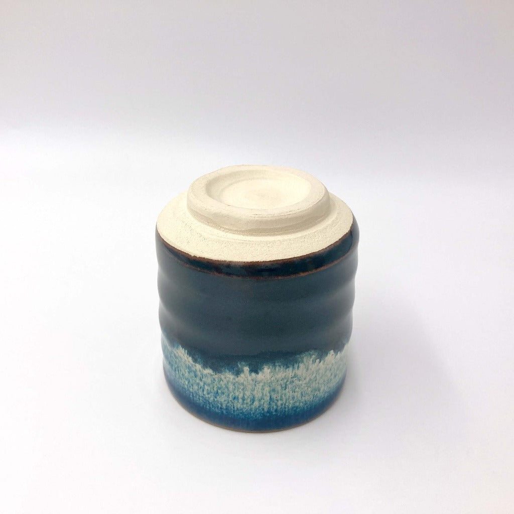 side view of base of Sushi Yunomi blue ceramic mug