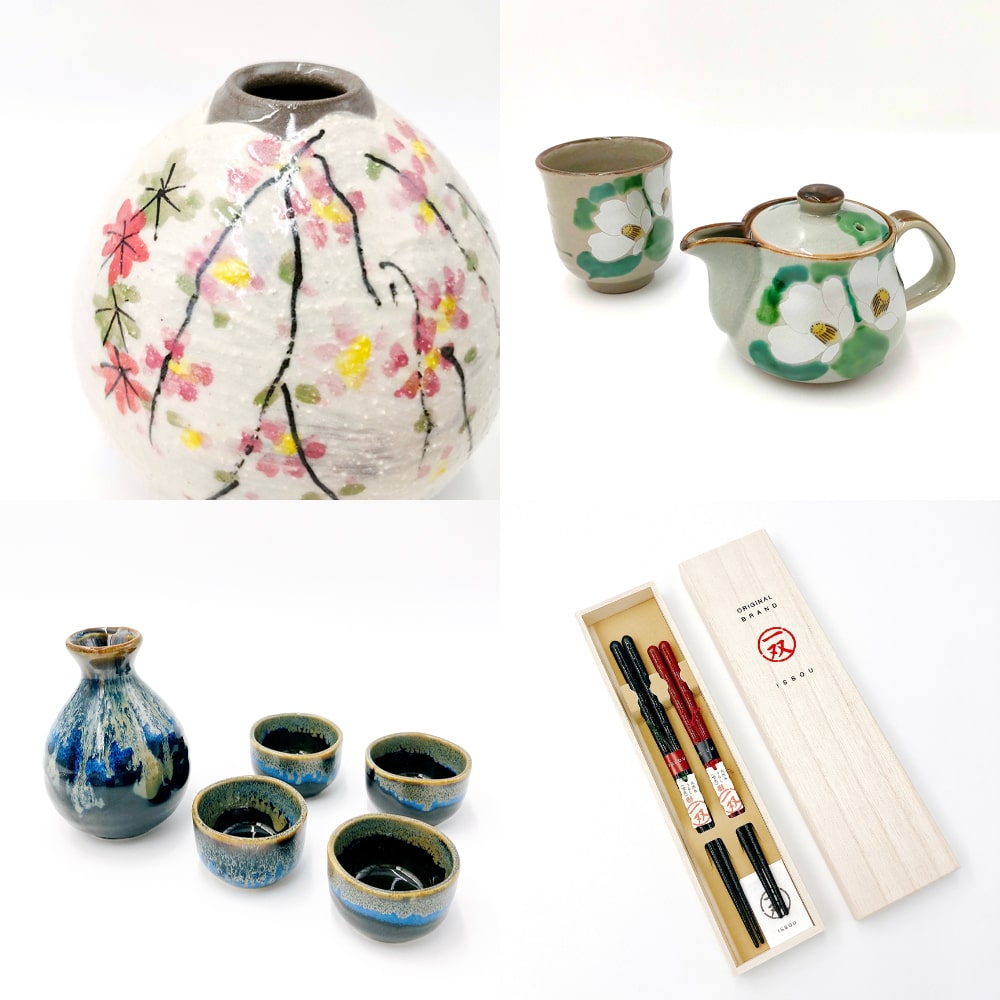 A selection of four images displaying Mizu Japan's homeware Japanese gifts