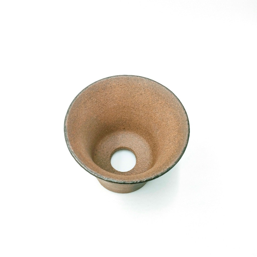 Top-down view of brown ceramic Bonsai Pot