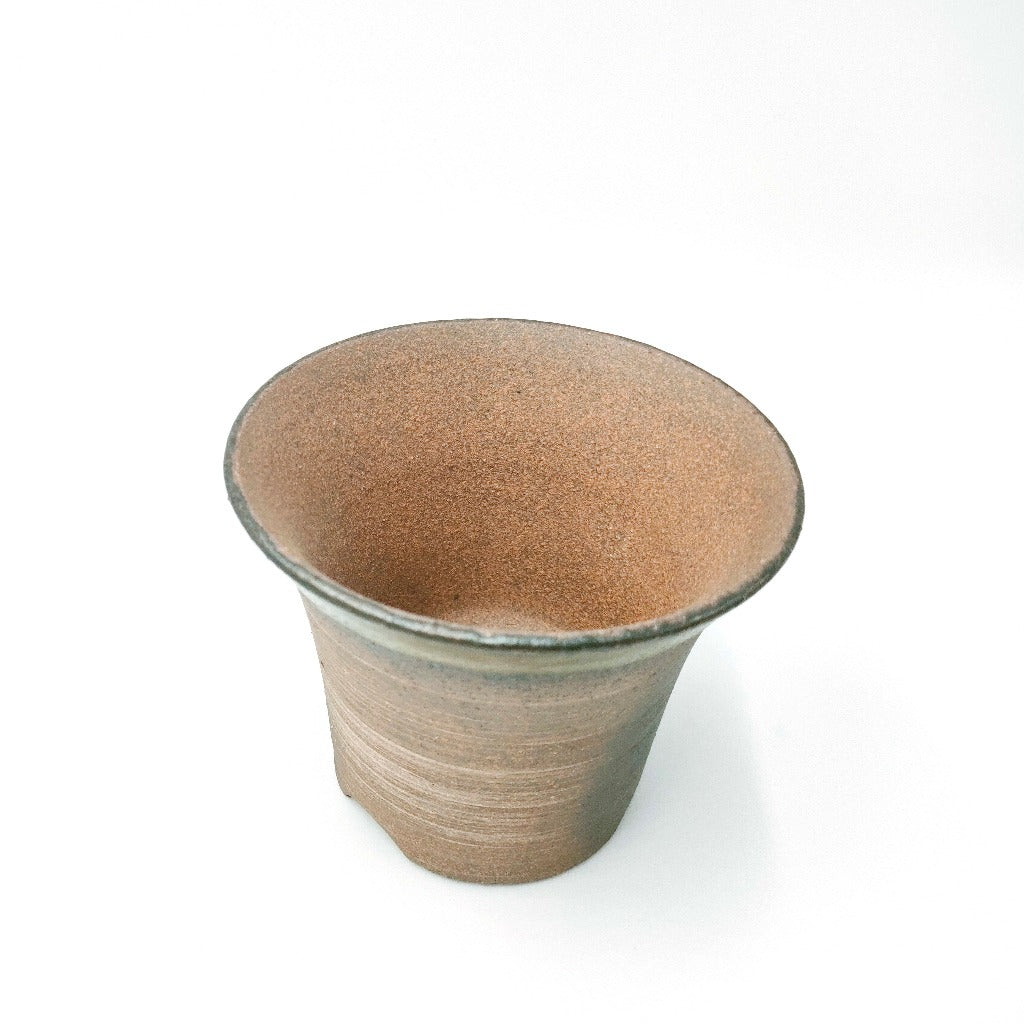 Top-down angled view of brown ceramic Bonsai Pot