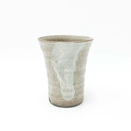Japanese ceramic Yoshiro Taya light gray Mug displaying mug from side view.